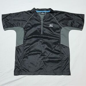 Mizuno Fastpitch Protect Batting Windbreaker Jacket - Black Short Sleeve 1/4 Zip